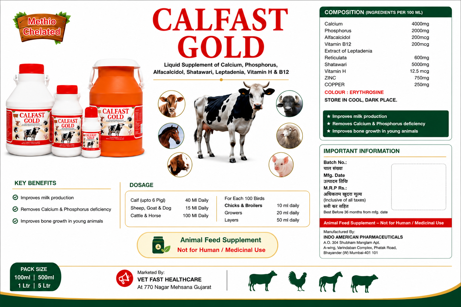 CALFAST GOLD full product label artwork